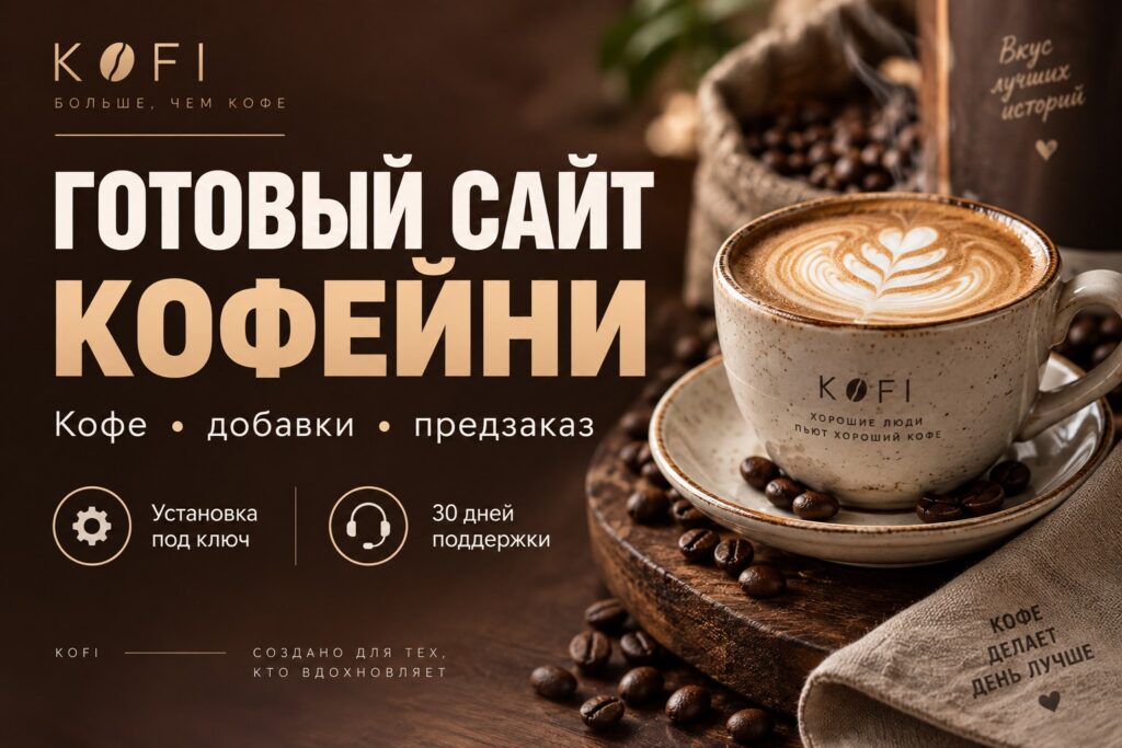 KOFI — рекламная обложка готового сайта